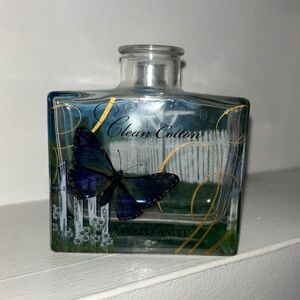 Yankee Candle Clean Cotton Glass with Blue and Gold Butterfly